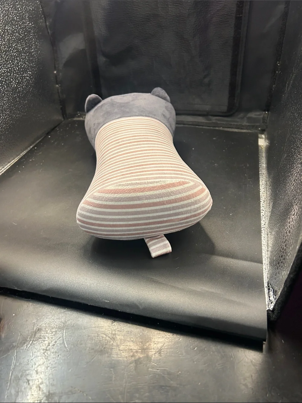 Grey Striped Cat Neck Pillow - Plush Support Cushion